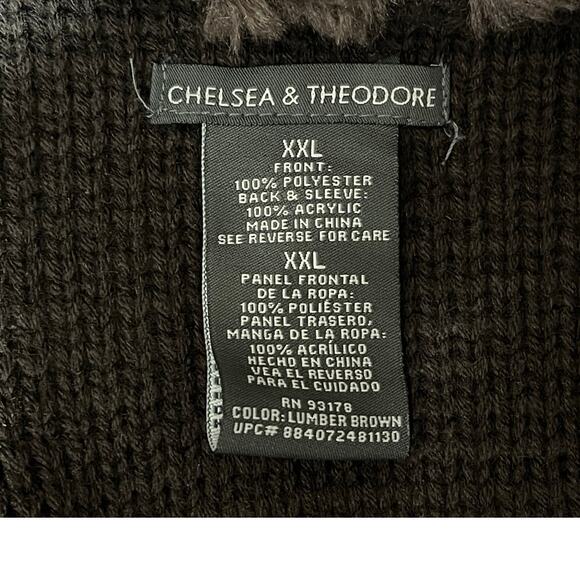 CHELSEA & THEODORE Brown Open Front Sweater Jacket Faux Fur Faux Suede XX-Cozy - Picture 6 of 10